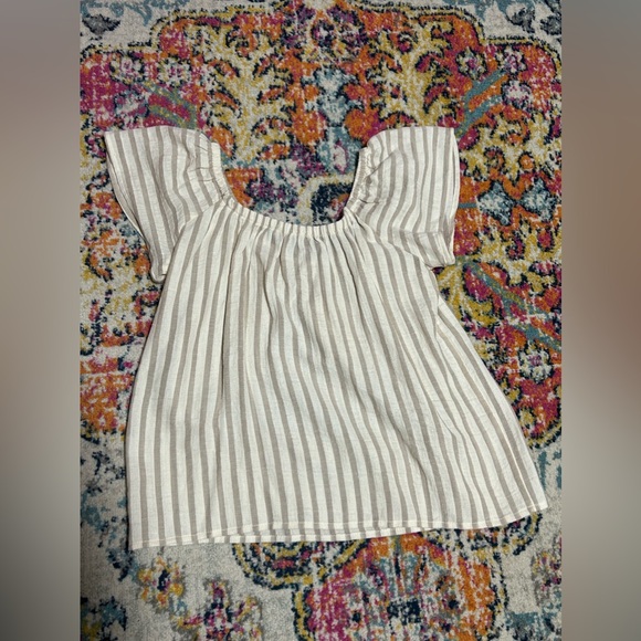 Before You | Woven Striped Off the Shoulder Top Small - Picture 4 of 6